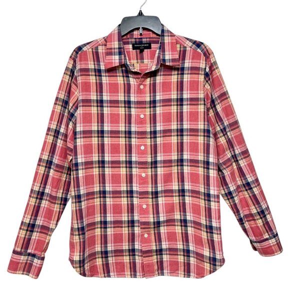 Banana Republic Slim Fit Red Plaid Long-Sleeve Button-Up Shirt‎ 100% Cotton Size - Picture 1 of 10